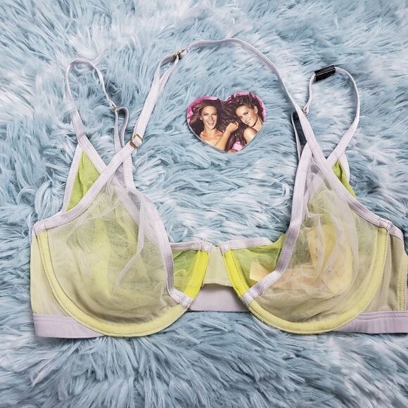 VS Strappy Unlined Halter Cutout Bra Mesh 32 D - Picture 1 of 4